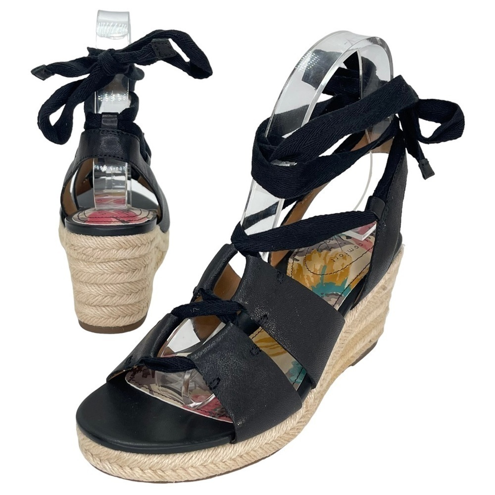 Patricia Nash Riva Black Leather Tie Up Womens Espadrille Sandals Size 7.5M - Picture 11 of 14